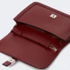 Smooth leather clutch, bordeaux
