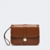 Smooth leather clutch, tobacco Smooth leather clutch, tobacco