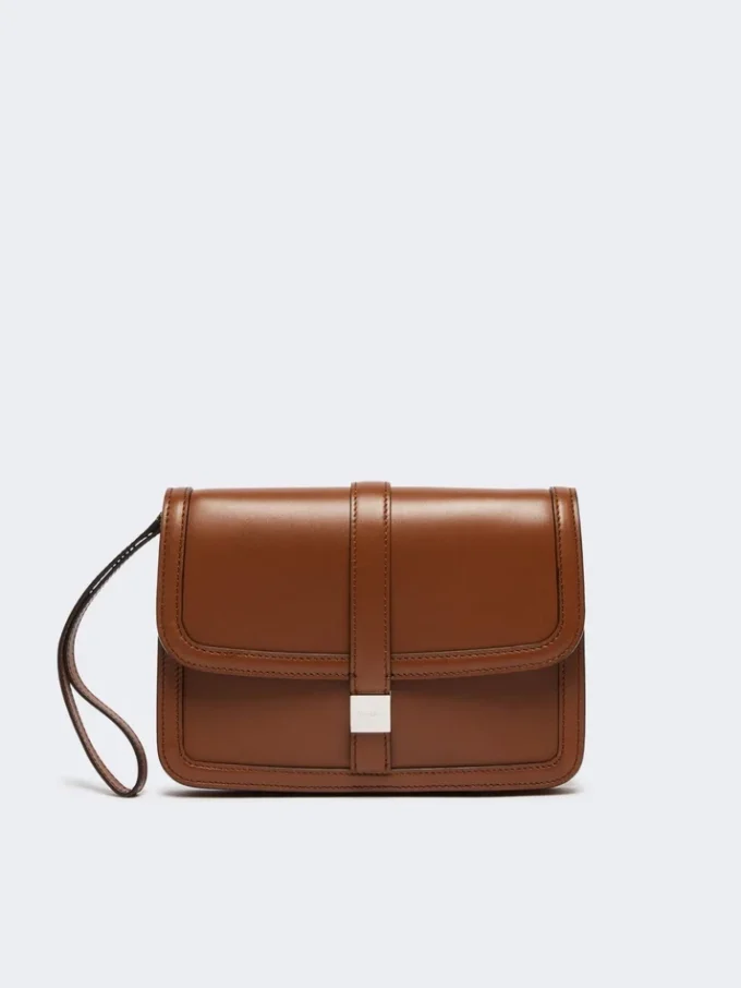 Smooth leather clutch, tobacco Smooth leather clutch, tobacco