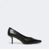 Smooth leather court shoes, black