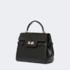 Smooth leather handbag, black