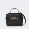 Smooth leather handbag, black