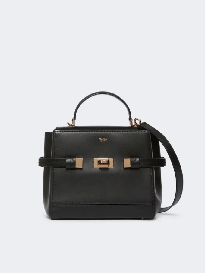 Smooth leather handbag, black