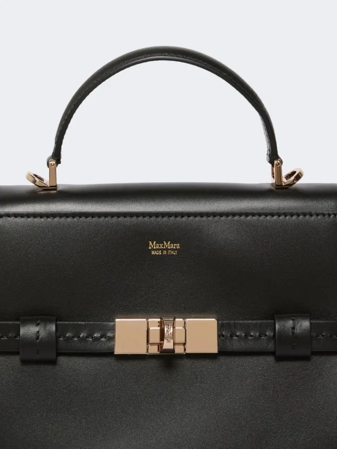 Smooth leather handbag, black