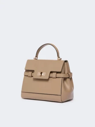 Smooth leather handbag, mud