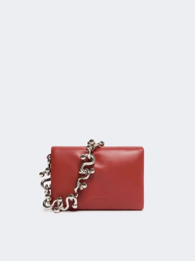 Soffy mini-bag in padded nappa leather, brick red