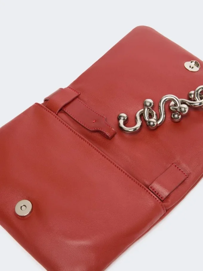 Soffy mini-bag in padded nappa leather, brick red