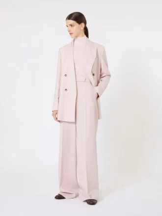 Stockinette-stitched wool polo-neck sweater, pink