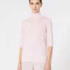 Stockinette-stitched wool polo-neck sweater, pink
