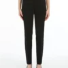 Straight-fit cady trousers, black