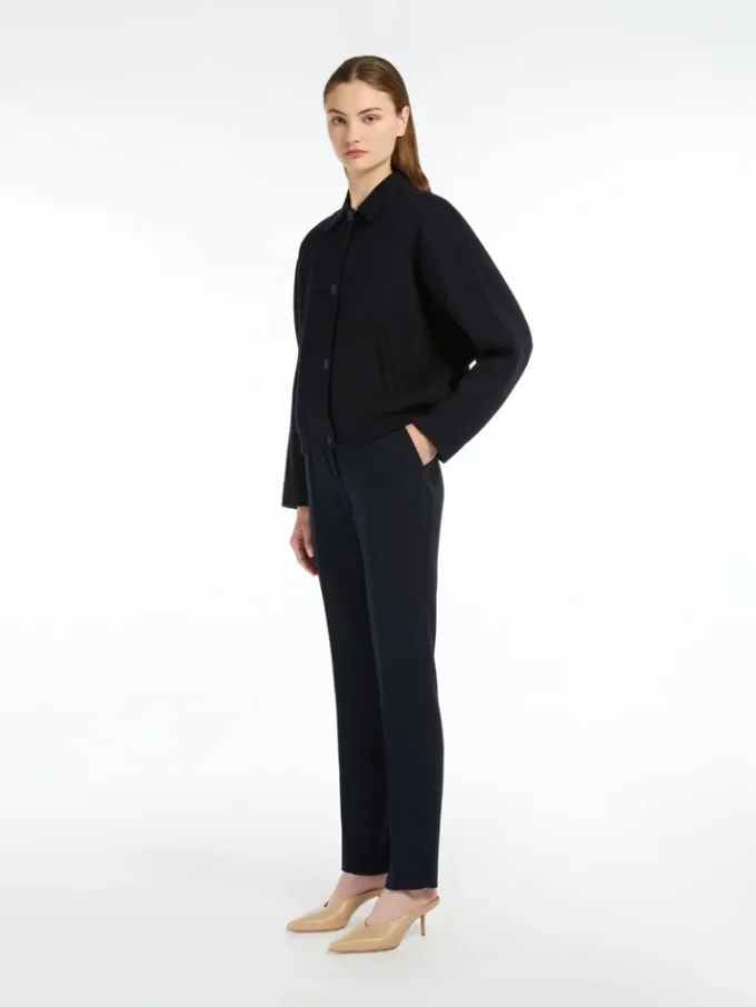 Straight-fit cady trousers, navy