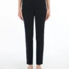 Straight-fit cady trousers, navy