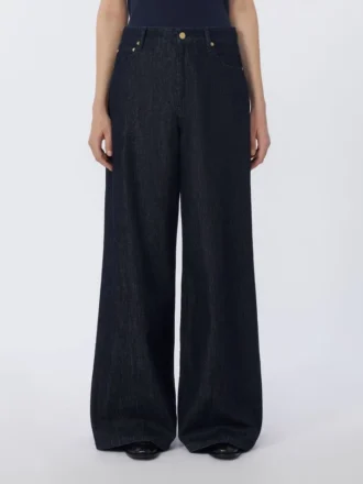 Straight-fit cotton denim jeans, ultramarine