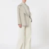 Straight-fit cotton twill trousers, ivory
