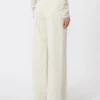 Straight-fit cotton twill trousers, ivory