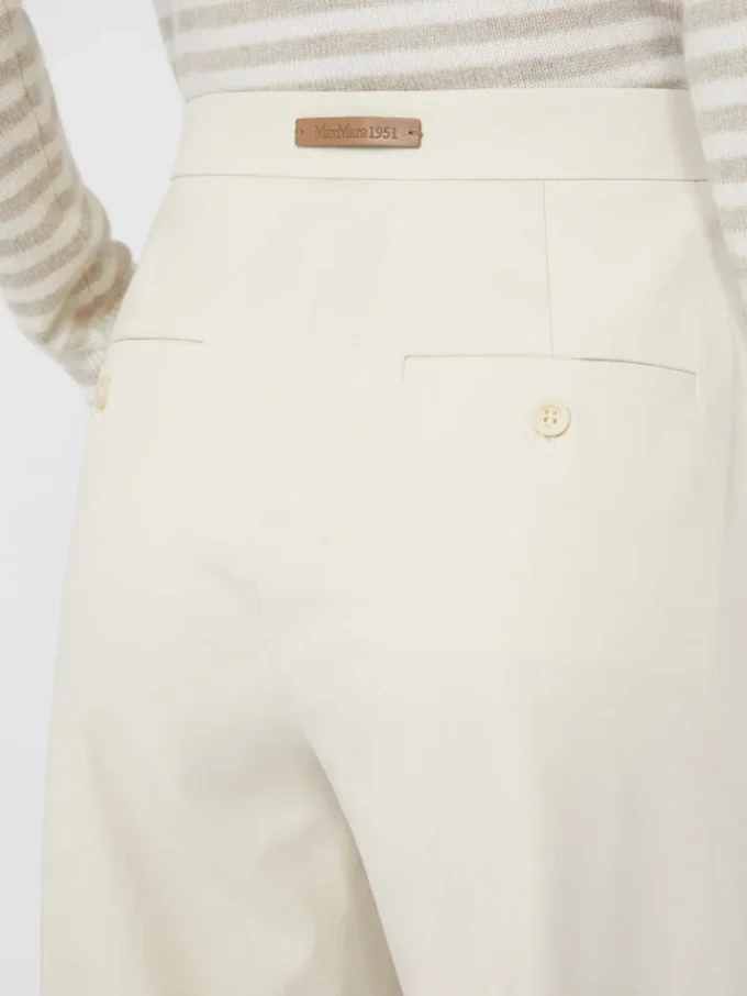 Straight-fit cotton twill trousers, ivory