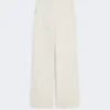 Straight-fit cotton twill trousers, ivory
