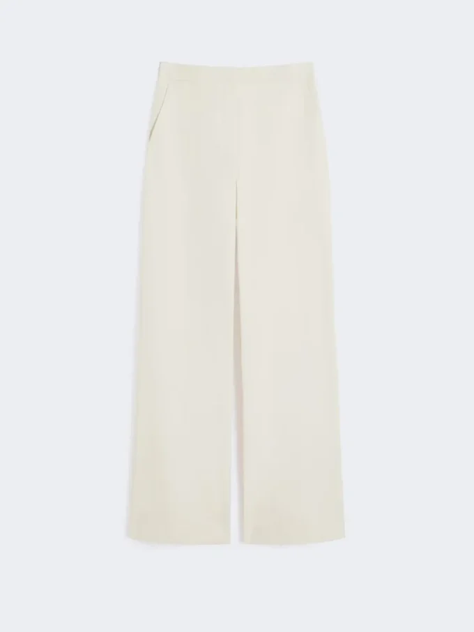 Straight-fit cotton twill trousers, ivory