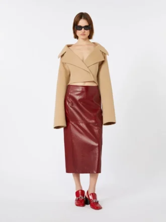 Straight leather skirt, bordeaux