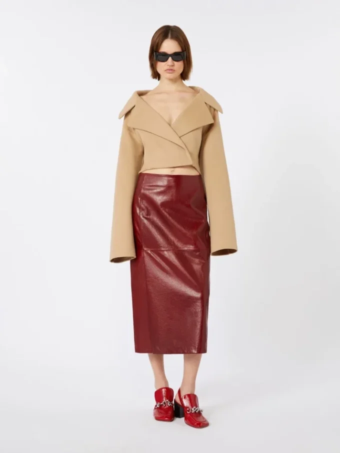 Straight leather skirt, bordeaux Straight leather skirt, bordeaux