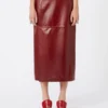 Straight leather skirt, bordeaux Straight leather skirt, bordeaux