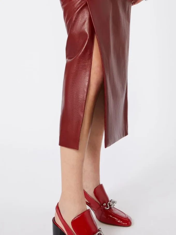Straight leather skirt, bordeaux Straight leather skirt, bordeaux