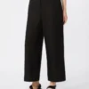 Stretch cotton and linen trousers, black