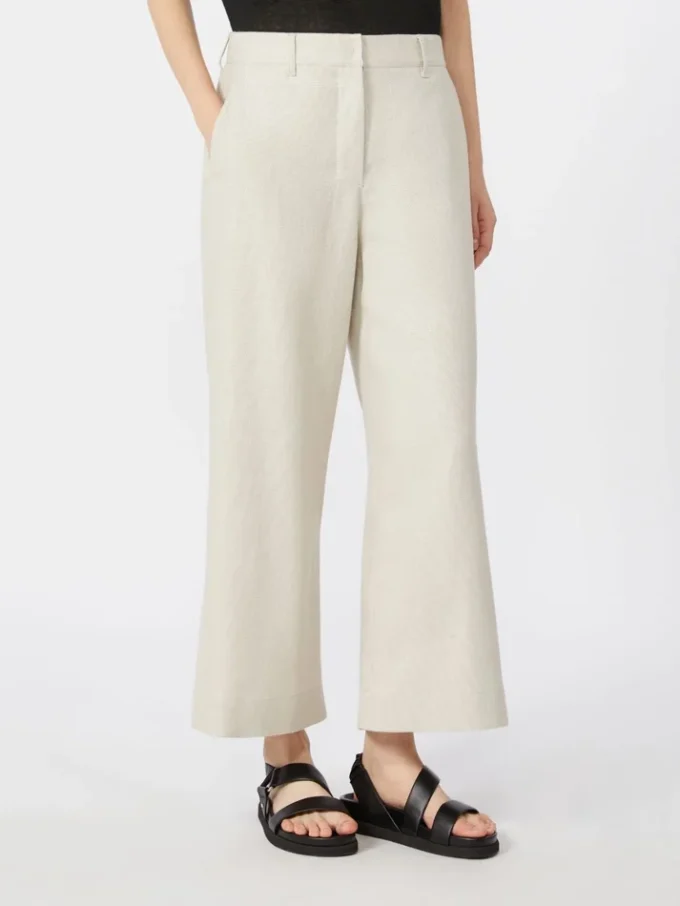 Stretch cotton and linen trousers, ivory Stretch cotton and linen trousers, ivory