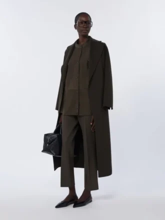 Topstitched suede jacket, green