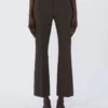 Stretch cotton and viscose trousers, dark green