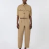 Cotton bull denim cargo trousers, sand