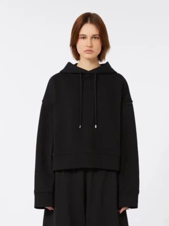 Stretch-cotton hooded sweatshirt, black