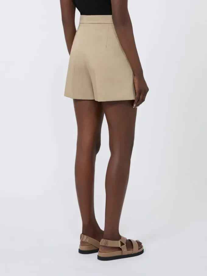 Stretch cotton satin shorts, kaki