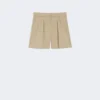 Stretch cotton satin shorts, kaki