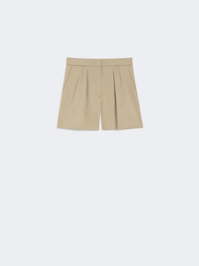 Stretch cotton satin shorts, kaki