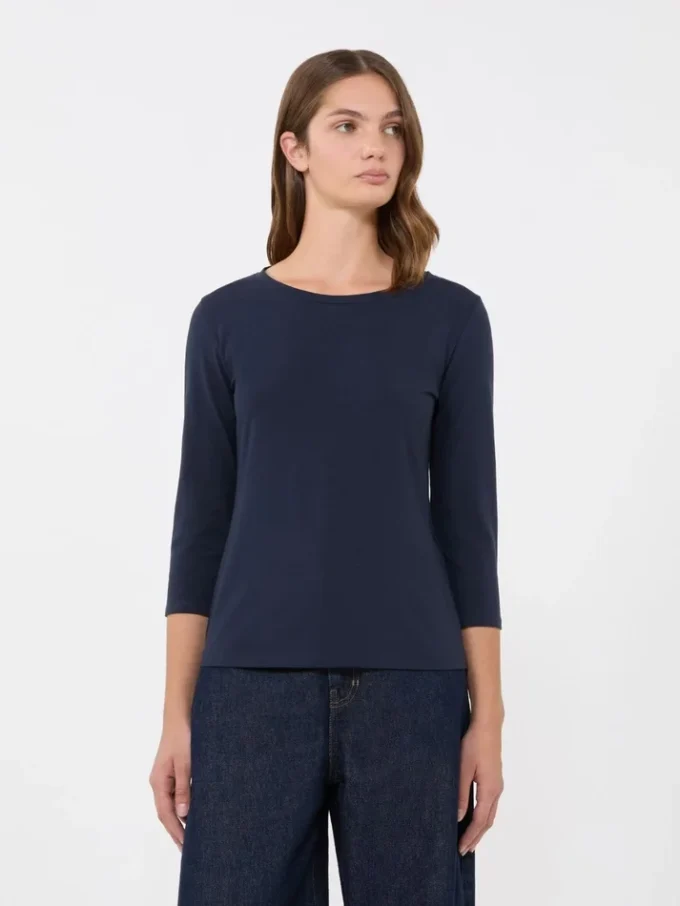 Stretch cotton t-shirt, navy