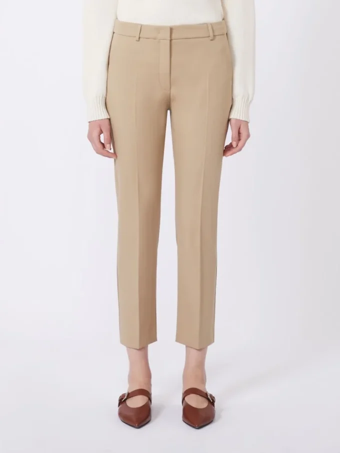 Stretch cotton trousers, camel