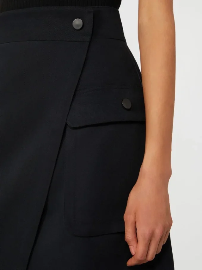 Stretch cotton wrap skirt, black Stretch cotton wrap skirt, black