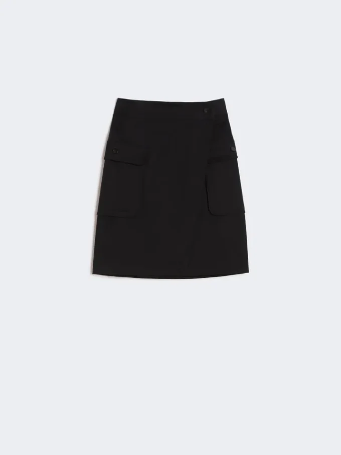 Stretch cotton wrap skirt, black Stretch cotton wrap skirt, black