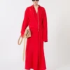 Stretch silk shirt dress, red
