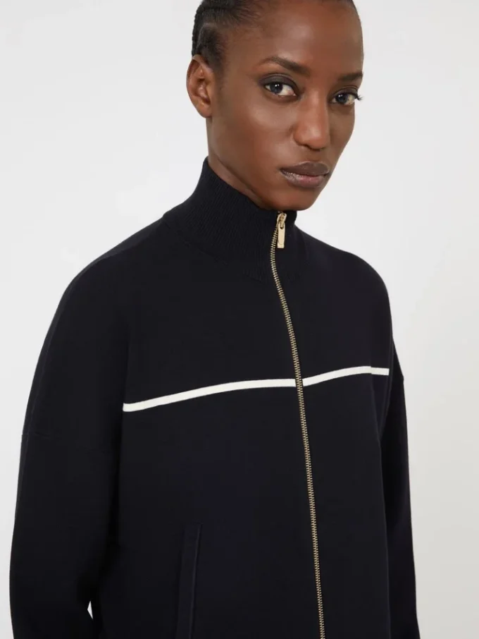 Stretch viscose boxy cardigan, navy