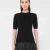 Stretch viscose jumper, black