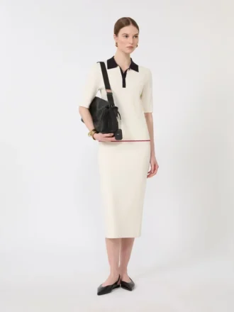 Stretch viscose pencil skirt, white