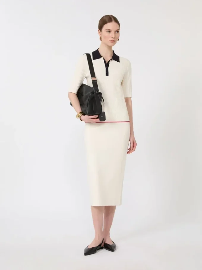 Stretch viscose pencil skirt, white Stretch viscose pencil skirt, white