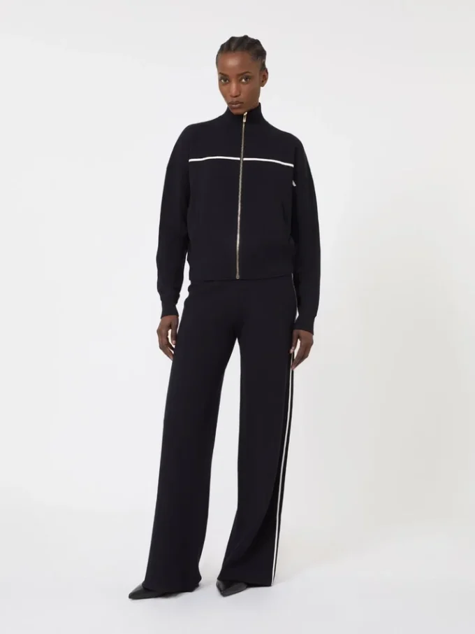 Stretch viscose trousers, navy