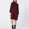 Stretch viscose yarn dress, bordeaux