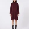 Stretch viscose yarn dress, bordeaux