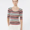 Stretch viscose yarn ribbed jumper, multicolour