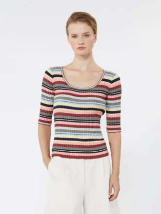 Stretch viscose yarn ribbed jumper, multicolour