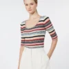 Stretch viscose yarn ribbed jumper, multicolour